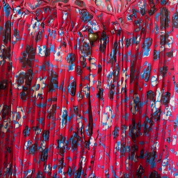 ANTHROPOLOGIE-FREIDA Floral Pleated High Neck pleated Blouse - Picture 6 of 9